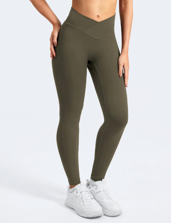 YEOREO Leggings for Women Hidden Scrunch High Waisted Yoga Pants V Cross Tummy Control Craze Compression Workout