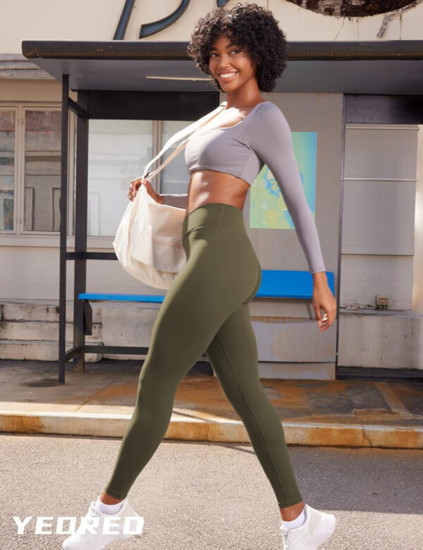 YEOREO Leggings for Women Hidden Scrunch High Waisted Yoga Pants V Cross Tummy Control Craze Compression Workout