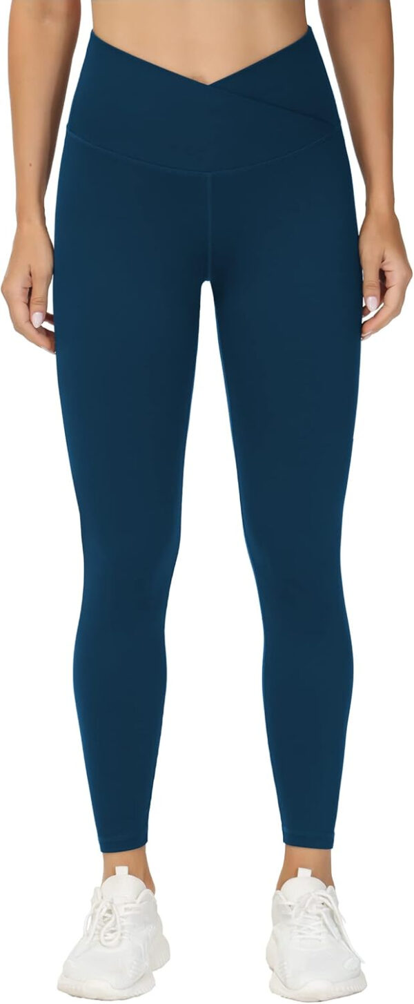 THE GYM PEOPLE Womens' V Cross Waist Yoga Leggings with High Waisted Tummy Control