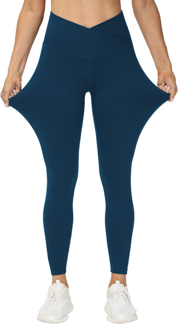 THE GYM PEOPLE Womens' V Cross Waist Yoga Leggings with High Waisted Tummy Control