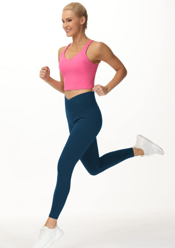 THE GYM PEOPLE Womens' V Cross Waist Yoga Leggings with High Waisted Tummy Control