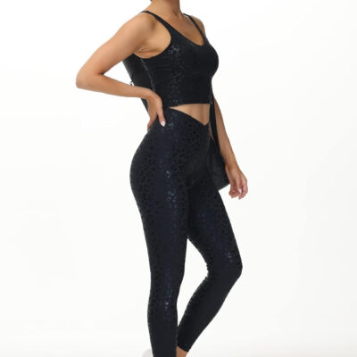 THE GYM PEOPLE Womens' V Cross Waist Yoga Leggings with High Waisted Tummy Control