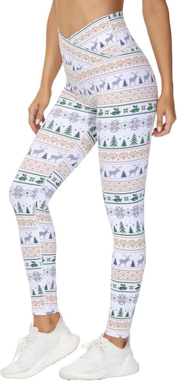 THE GYM PEOPLE Womens' V Cross Waist Yoga Leggings with High Waisted Tummy Control
