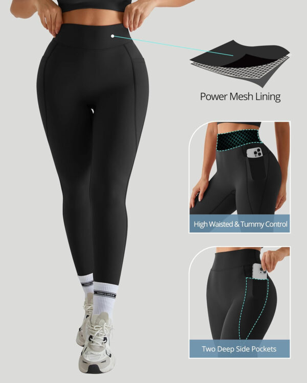 MOOSLOVER Women Workout Leggings with Pockets Compression Runnings Yoga Pants High Waisted Tummy Control Athletic Leggings