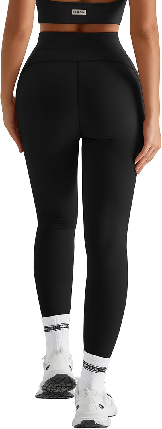 MOOSLOVER Women Workout Leggings with Pockets Compression Runnings Yoga Pants High Waisted Tummy Control Athletic Leggings