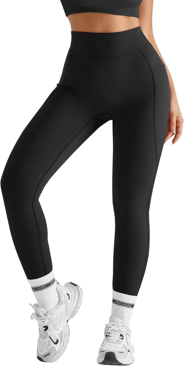 MOOSLOVER Women Workout Leggings with Pockets Compression Runnings Yoga Pants High Waisted Tummy Control Athletic Leggings