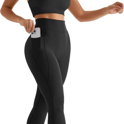 MOOSLOVER Women Workout Leggings with Pockets Compression Runnings Yoga Pants High Waisted Tummy Control Athletic Leggings