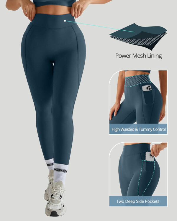 MOOSLOVER Women Workout Leggings with Pockets Compression Runnings Yoga Pants High Waisted Tummy Control Athletic Leggings