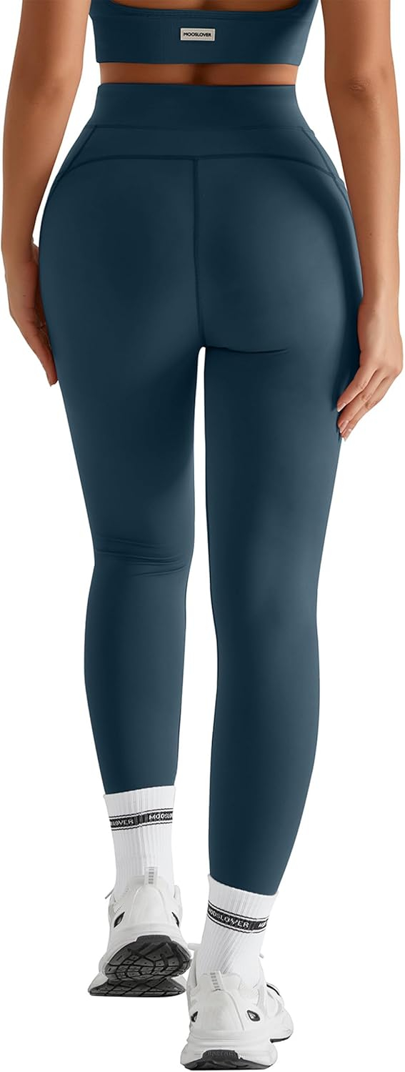 MOOSLOVER Women Workout Leggings with Pockets Compression Runnings Yoga Pants High Waisted Tummy Control Athletic Leggings