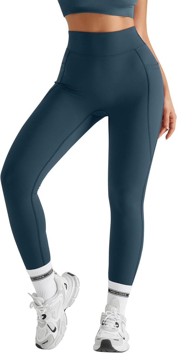 MOOSLOVER Women Workout Leggings with Pockets Compression Runnings Yoga Pants High Waisted Tummy Control Athletic Leggings