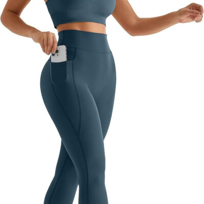 MOOSLOVER Women Workout Leggings with Pockets Compression Runnings Yoga Pants High Waisted Tummy Control Athletic Leggings