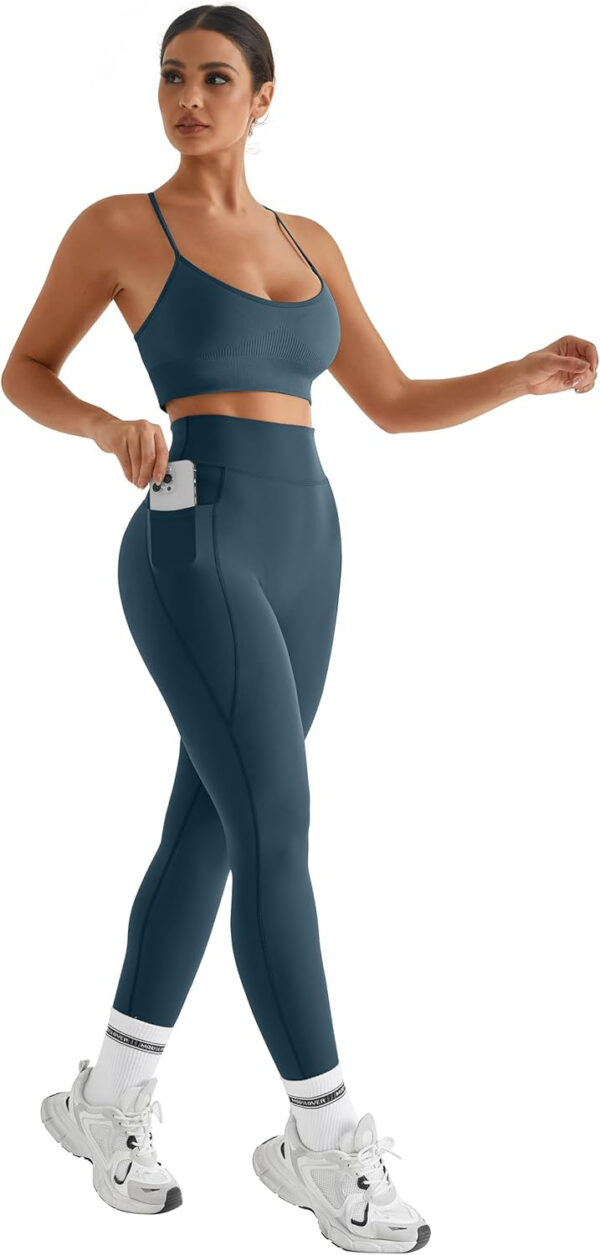 MOOSLOVER Women Workout Leggings with Pockets Compression Runnings Yoga Pants High Waisted Tummy Control Athletic Leggings