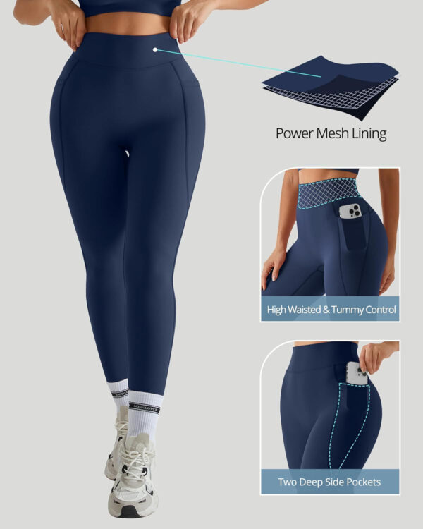 MOOSLOVER Women Workout Leggings with Pockets Compression Runnings Yoga Pants High Waisted Tummy Control Athletic Leggings