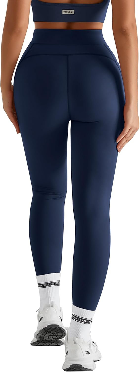 MOOSLOVER Women Workout Leggings with Pockets Compression Runnings Yoga Pants High Waisted Tummy Control Athletic Leggings