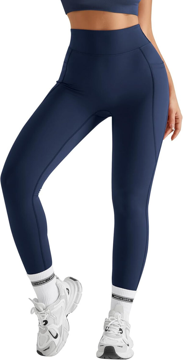 MOOSLOVER Women Workout Leggings with Pockets Compression Runnings Yoga Pants High Waisted Tummy Control Athletic Leggings