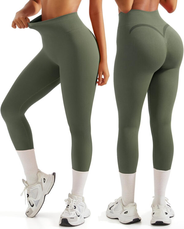 OMKAGI Smile Butt Lifting Workout Leggings for Women High Waisted Seamless Compression Yoga Pants