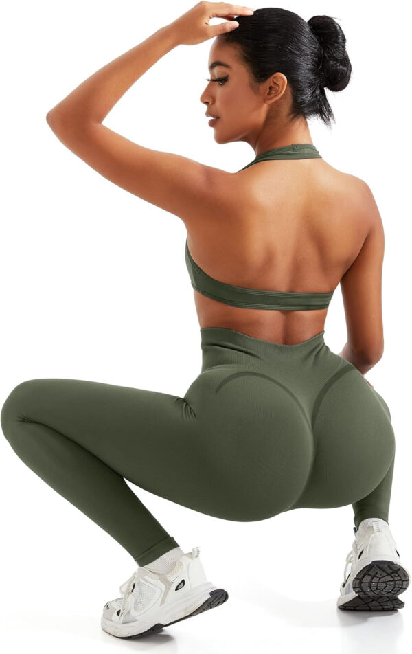 OMKAGI Smile Butt Lifting Workout Leggings for Women High Waisted Seamless Compression Yoga Pants
