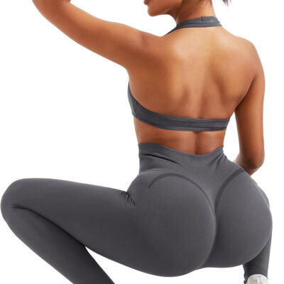 OMKAGI Smile Butt Lifting Workout Leggings for Women High Waisted Seamless Compression Yoga Pants