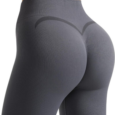 OMKAGI Smile Butt Lifting Workout Leggings for Women High Waisted Seamless Compression Yoga Pants