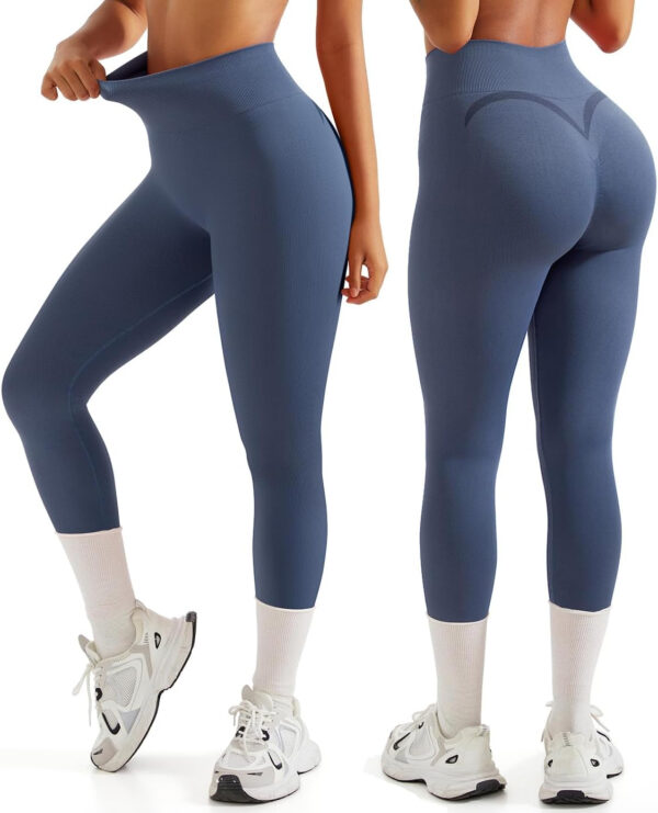 OMKAGI Smile Butt Lifting Workout Leggings for Women High Waisted Seamless Compression Yoga Pants