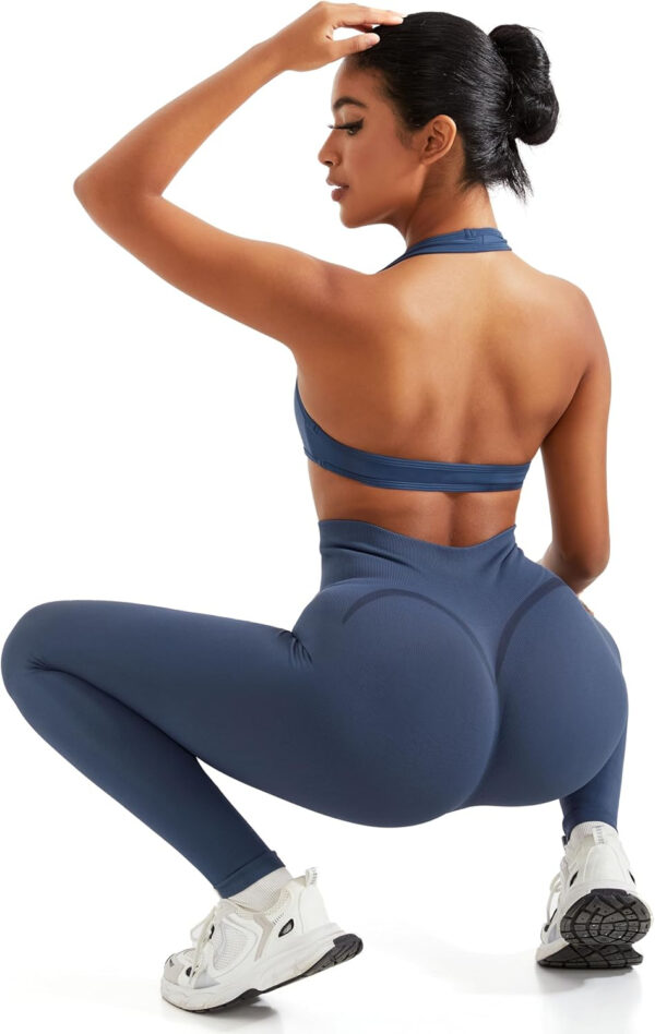 OMKAGI Smile Butt Lifting Workout Leggings for Women High Waisted Seamless Compression Yoga Pants