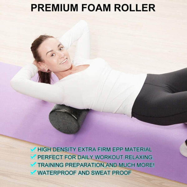 689c4d713ed7319491e0448738b47cb9ed59a15bf0a1a2f4bf91a.jpg Foam Roller Set - High Density Back Roller, Muscle Roller Stick,2 Foot Fasciitis Ball, Stretching Strap, Massager Ball for Whole Body Physical Therapy & Exercise, Yoga, Back Pain, Leg, Deep Tissue