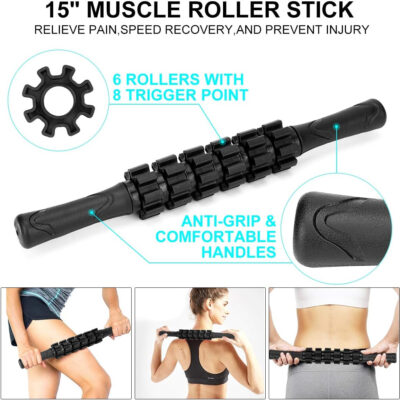 689c4d72ba80431f8aa8db5ec85c8aa71282ad9438ed2a3a6288c.jpg Foam Roller Set - High Density Back Roller, Muscle Roller Stick,2 Foot Fasciitis Ball, Stretching Strap, Massager Ball for Whole Body Physical Therapy & Exercise, Yoga, Back Pain, Leg, Deep Tissue