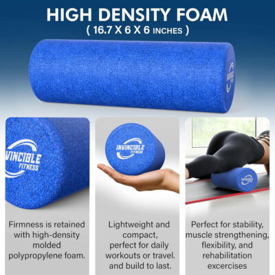 Invincible Fitness EPP Foam Roller for Deep Tissue Massage – Enhance Recovery, Relieve Pain, and Boost Mobility for a Stronger, Healthier You (Black)