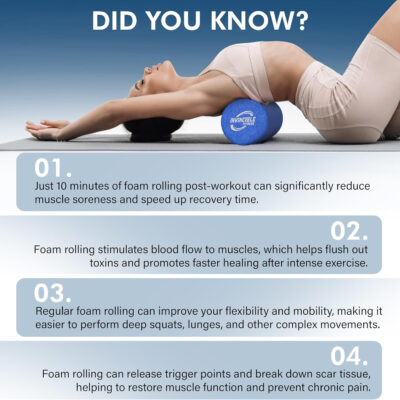 Invincible Fitness EPP Foam Roller for Deep Tissue Massage – Enhance Recovery, Relieve Pain, and Boost Mobility for a Stronger, Healthier You (Black)