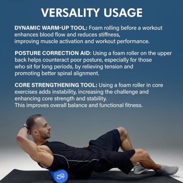 Invincible Fitness EPP Foam Roller for Deep Tissue Massage – Enhance Recovery, Relieve Pain, and Boost Mobility for a Stronger, Healthier You (Black)