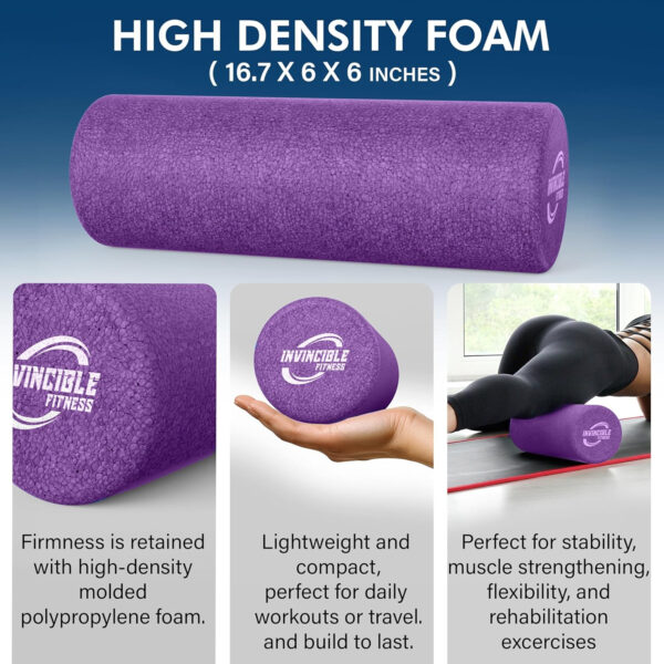 Invincible Fitness EPP Foam Roller for Deep Tissue Massage – Enhance Recovery, Relieve Pain, and Boost Mobility for a Stronger, Healthier You (Black)