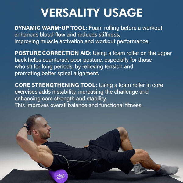 Invincible Fitness EPP Foam Roller for Deep Tissue Massage – Enhance Recovery, Relieve Pain, and Boost Mobility for a Stronger, Healthier You (Black)