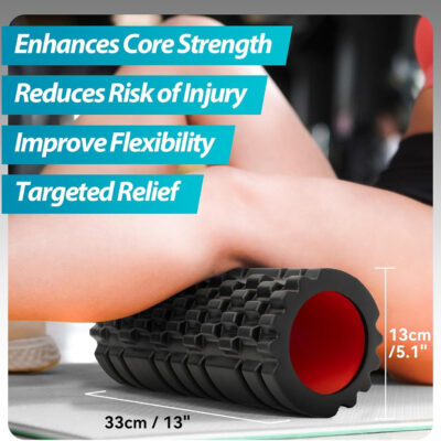 689c4f74b16ca93a2497289081f92cf1355a8c044943264701440.jpg Foam Roller for Deep Tissue Massager, 13" High Density Exercise Patented Roller for Muscle Massage and Myofascial Trigger Point Release Back Roller for Fitness, Yoga and Pilates (Black)