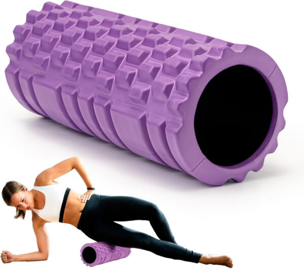 689c4f7e26f3669b0f3e0a78f9ab691e4c2165c1c4c3d5702f752.jpg Foam Roller for Deep Tissue Massager, 13" High Density Exercise Patented Roller for Muscle Massage and Myofascial Trigger Point Release Back Roller for Fitness, Yoga and Pilates (Black)