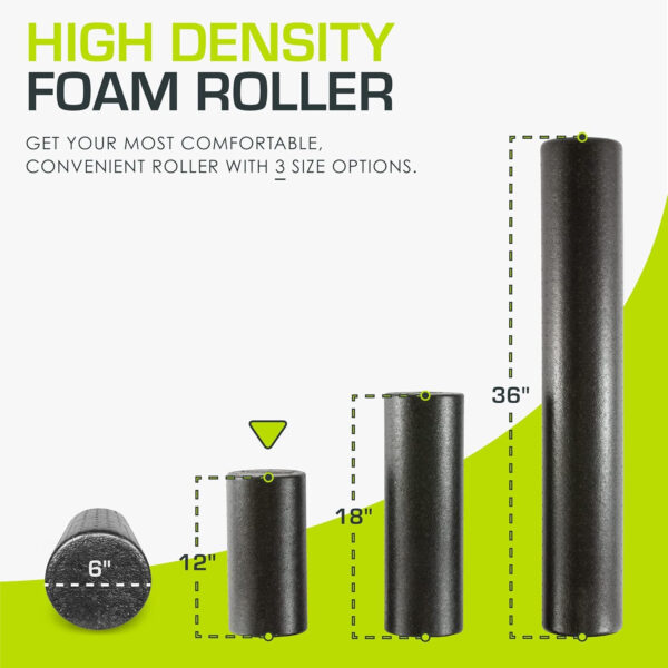 689c502e633ed3139a679bc846d3e01507d60ed11a4c6f44bea8c.jpg ProsourceFit High Density Foam Rollers 12 - inches long, Firm Full Body Athletic Massage Tool for Back Stretching, Yoga, Pilates, Post Workout Muscle Recuperation, Black
