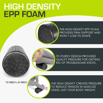 689c50302acce4f74c99d46a9b50e94df020a216c17d885b7b52f.jpg ProsourceFit High Density Foam Rollers 12 - inches long, Firm Full Body Athletic Massage Tool for Back Stretching, Yoga, Pilates, Post Workout Muscle Recuperation, Black