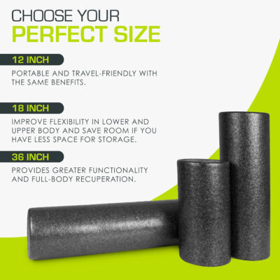 689c50335ff6873145eafc9e6378d06851cea5e426e10f98dcdf8.jpg ProsourceFit High Density Foam Rollers 12 - inches long, Firm Full Body Athletic Massage Tool for Back Stretching, Yoga, Pilates, Post Workout Muscle Recuperation, Black