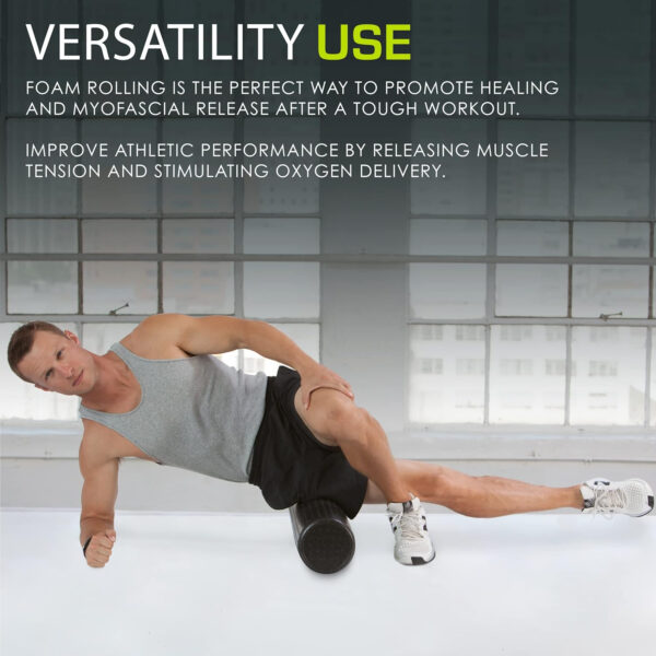 689c50354ace73e5335a2265b7469c61e0ad6a781b22e39560f53.jpg ProsourceFit High Density Foam Rollers 12 - inches long, Firm Full Body Athletic Massage Tool for Back Stretching, Yoga, Pilates, Post Workout Muscle Recuperation, Black