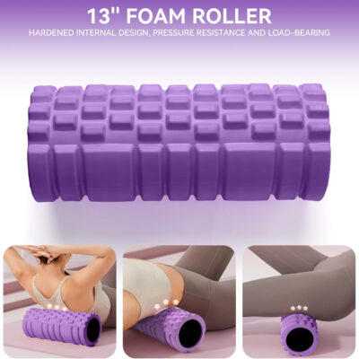 5 in1 Foam Roller Set for Deep Tissue Muscle Massage, High Density Fitness Exercise Foam Roller, Massage Roller, Massage Ball, Resistance Band, for Whole Body (Black)