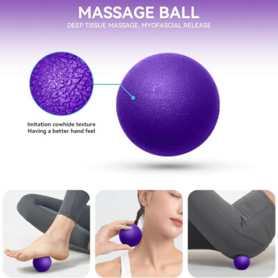 5 in1 Foam Roller Set for Deep Tissue Muscle Massage, High Density Fitness Exercise Foam Roller, Massage Roller, Massage Ball, Resistance Band, for Whole Body (Black)
