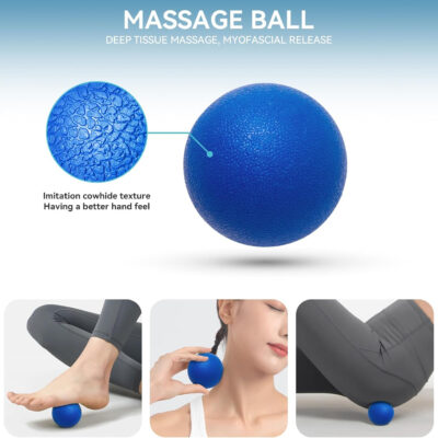 5 in1 Foam Roller Set for Deep Tissue Muscle Massage, High Density Fitness Exercise Foam Roller, Massage Roller, Massage Ball, Resistance Band, for Whole Body (Black)