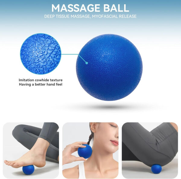 5 in1 Foam Roller Set for Deep Tissue Muscle Massage, High Density Fitness Exercise Foam Roller, Massage Roller, Massage Ball, Resistance Band, for Whole Body (Black)