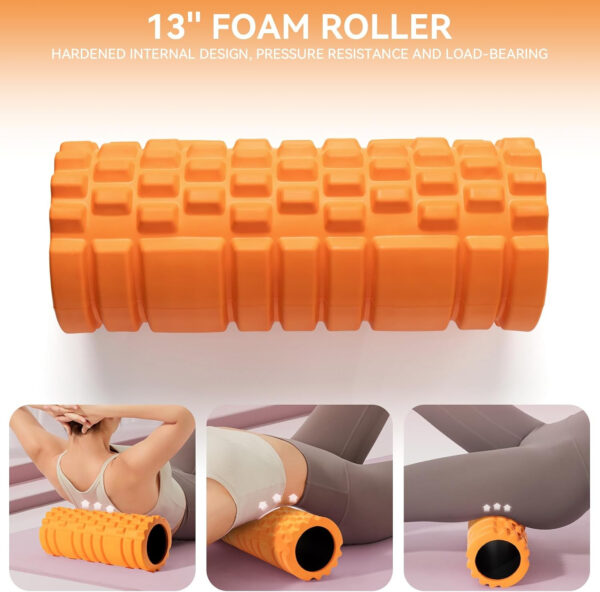 5 in1 Foam Roller Set for Deep Tissue Muscle Massage, High Density Fitness Exercise Foam Roller, Massage Roller, Massage Ball, Resistance Band, for Whole Body (Black)