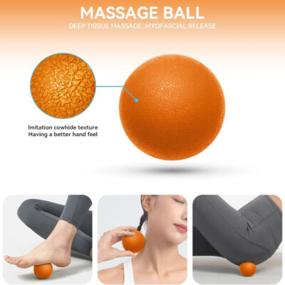 5 in1 Foam Roller Set for Deep Tissue Muscle Massage, High Density Fitness Exercise Foam Roller, Massage Roller, Massage Ball, Resistance Band, for Whole Body (Black)