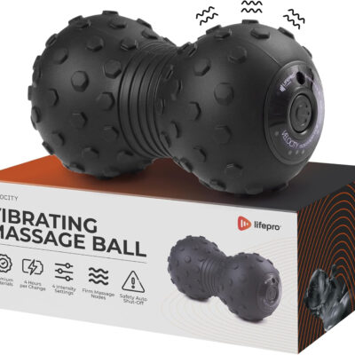 Lifepro 4-Speed Vibrating Massage Ball - Peanut Massager and Vibrating Foam Roller for Fitness, Mobility, and Relaxation - Compact and Portable Design