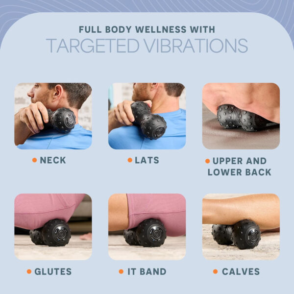 Lifepro 4-Speed Vibrating Massage Ball - Peanut Massager and Vibrating Foam Roller for Fitness, Mobility, and Relaxation - Compact and Portable Design