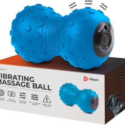 Lifepro 4-Speed Vibrating Massage Ball - Peanut Massager and Vibrating Foam Roller for Fitness, Mobility, and Relaxation - Compact and Portable Design