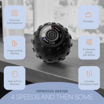 Lifepro 4-Speed Vibrating Massage Ball - Peanut Massager and Vibrating Foam Roller for Fitness, Mobility, and Relaxation - Compact and Portable Design