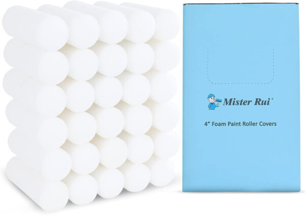 689c520d92ac24734165e4268d5204f5142b3f5dffd951ae2651f.jpg Mister Rui 10 Pack 4 Inch High Density Foam Paint Roller Covers - Small Mini Rollers for Painting Walls, Cabinets, Cupboards, Doors