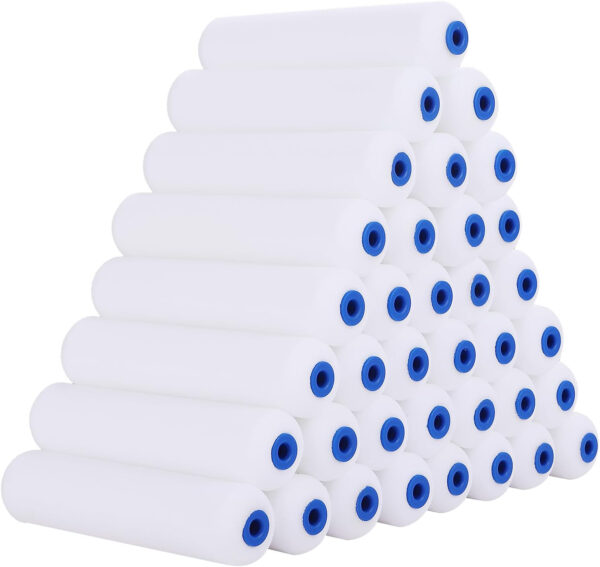 689c52190a5e1be24b3cc123f06751541254beb0d3abc57fa7820.jpg Mister Rui 10 Pack 4 Inch High Density Foam Paint Roller Covers - Small Mini Rollers for Painting Walls, Cabinets, Cupboards, Doors